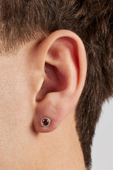 Iced Chocolate Round Stone Stud Earrings - 6mm - White Gold