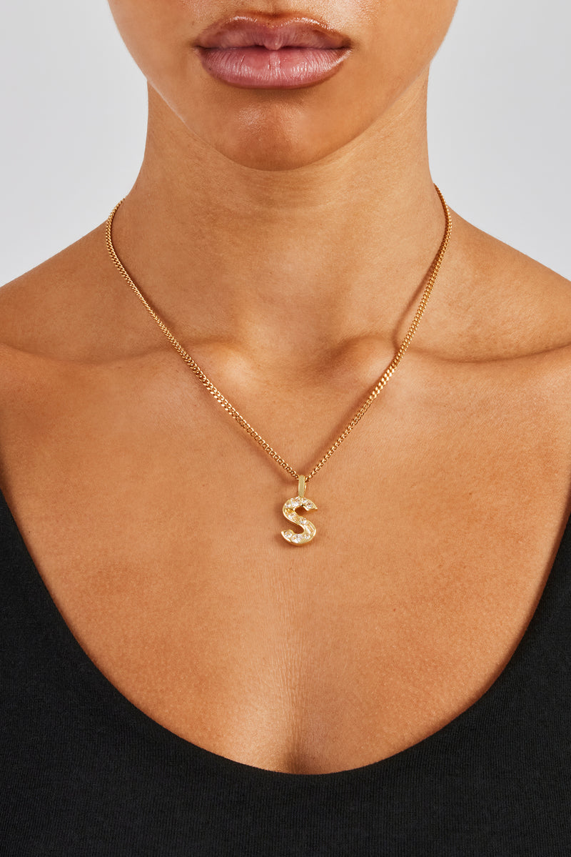 Iced Mixed Stone Letter Pendant 25mm Womens Pendants Shop