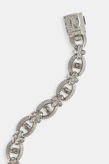 Iced Motif & Gemstone Link Bracelet - 10mm
