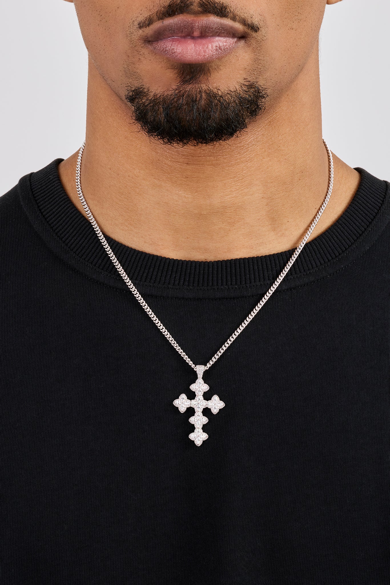 Iced Cross Motif Cuban Chain - 3mm