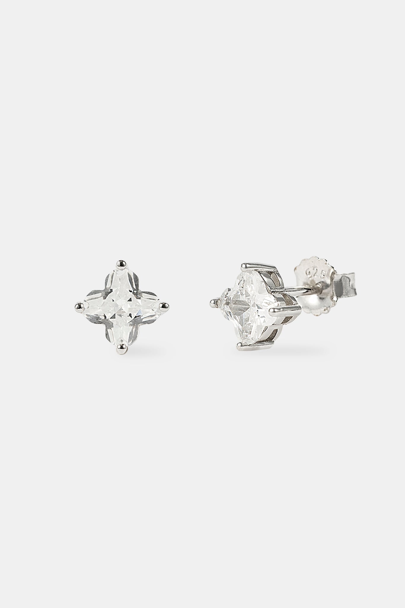 Iced Motif Stone Stud Earrings - 6mm