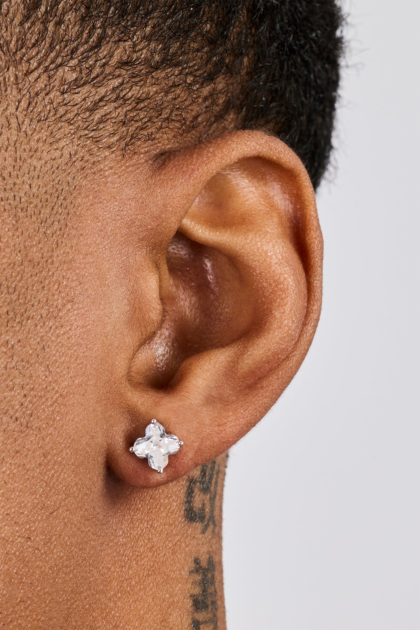 Iced Motif Stone Stud Earrings - 6mm