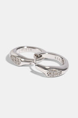 Iced Asymmetric Hoop Earrings - 10mm - White