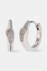 Iced Asymmetric Hoop Earrings - 10mm - White