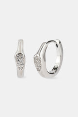 Iced Centre Asymmetric Hoop Earrings - 10mm - White