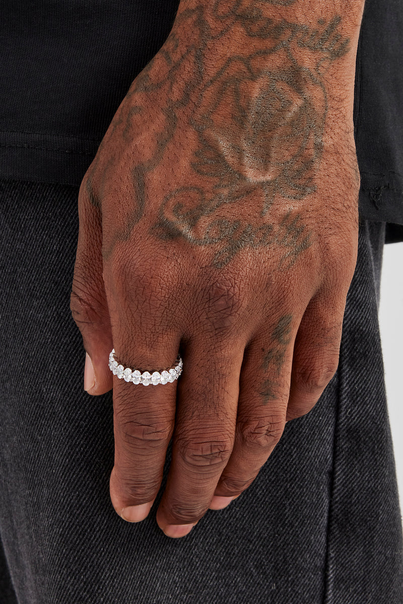 Ovaler Tennisring mit Eisverzierung – 5 mm