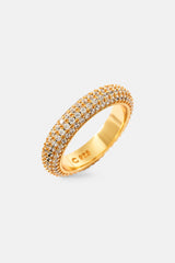 Iced Pave Band Ring - 5mm - Gold
