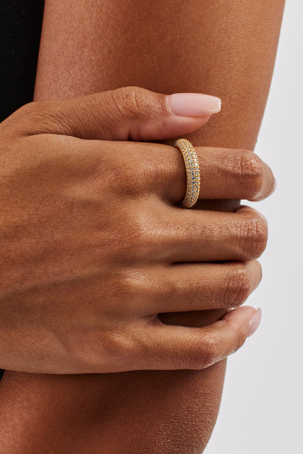 Iced Pave Band Ring – 5 mm – Gold