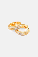Iced Pave Hoops - 15mm - Gold