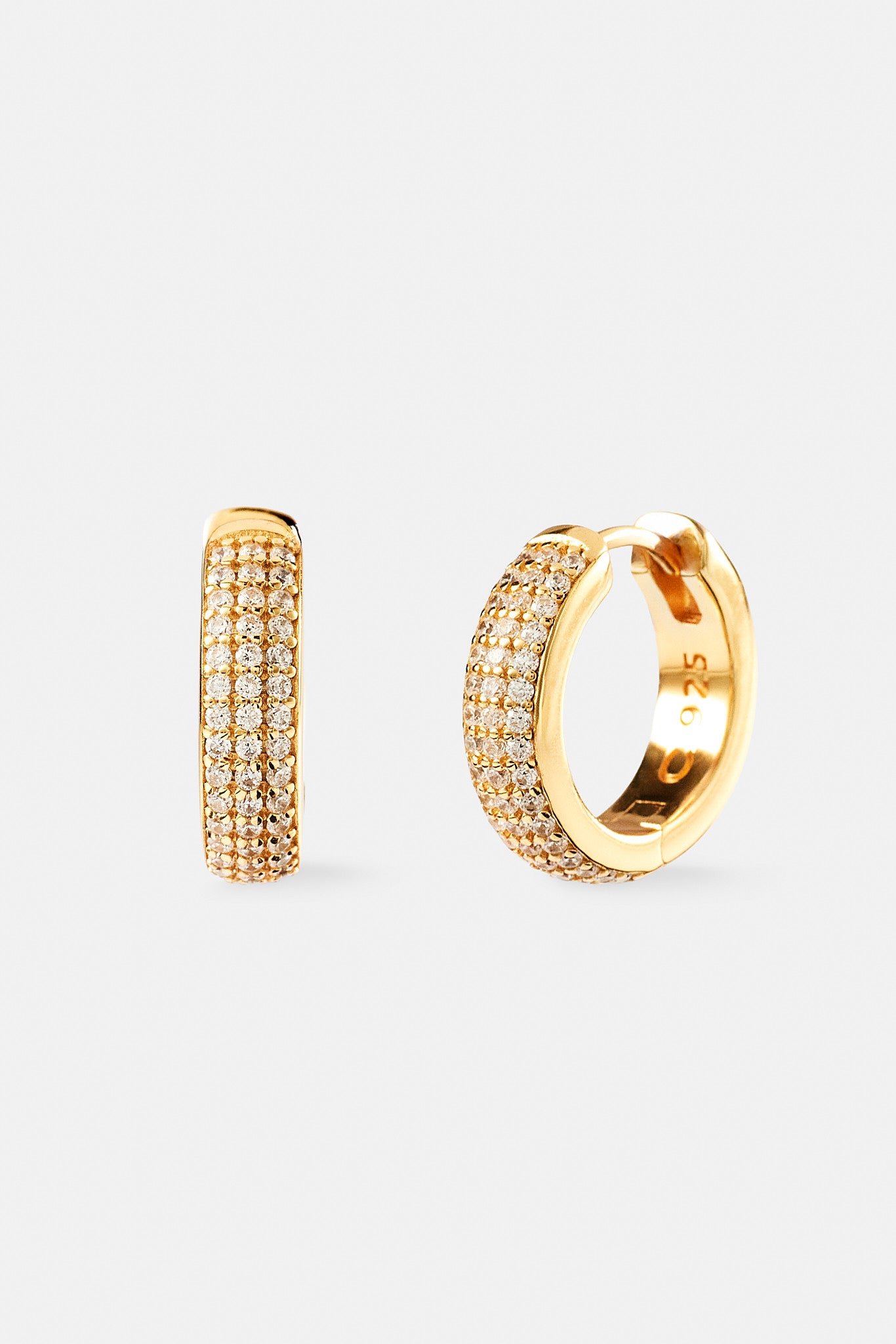 Iced Pave Hoops - 15mm - Gold