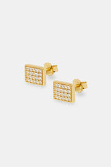 Rechteckige Ohrstecker mit Eispflaster – 10 mm – Gold