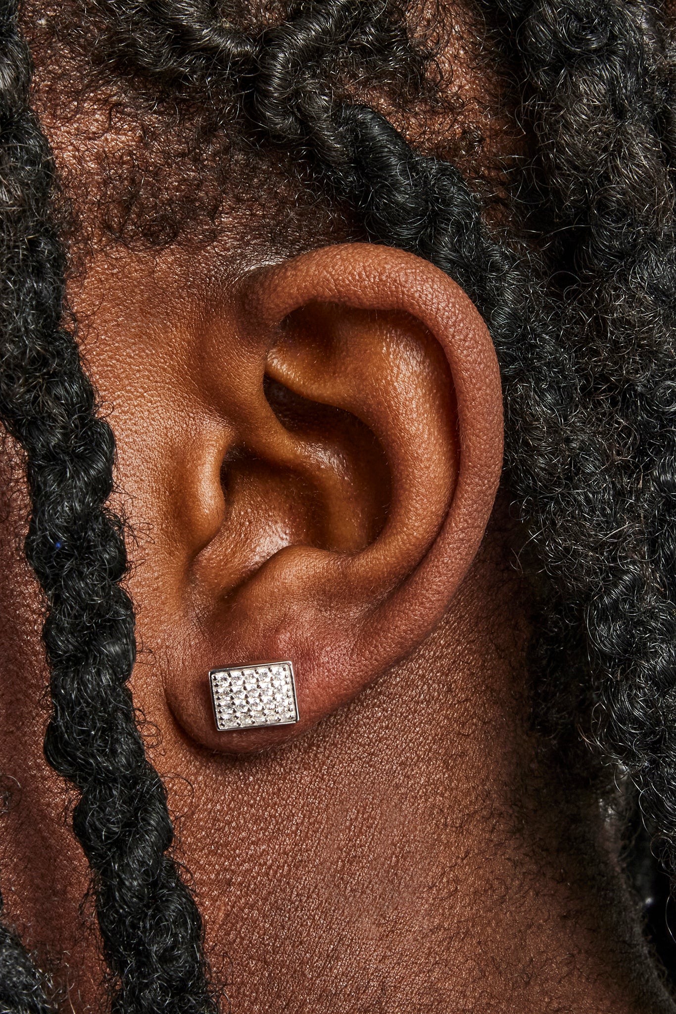 Iced Pave Rectangular Stud Earrings - 10mm