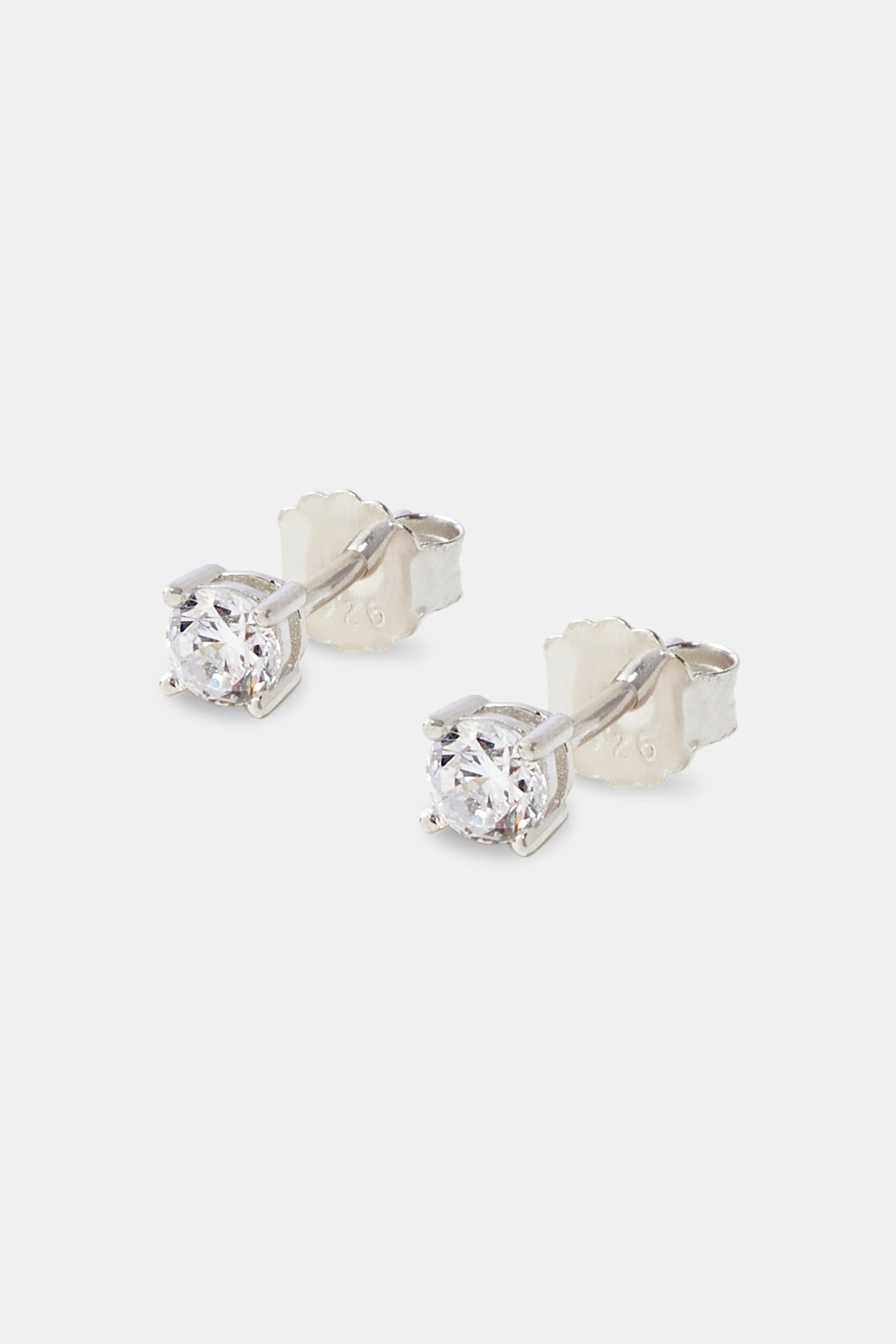Iced Micro Round Stud Earrings - 4mm