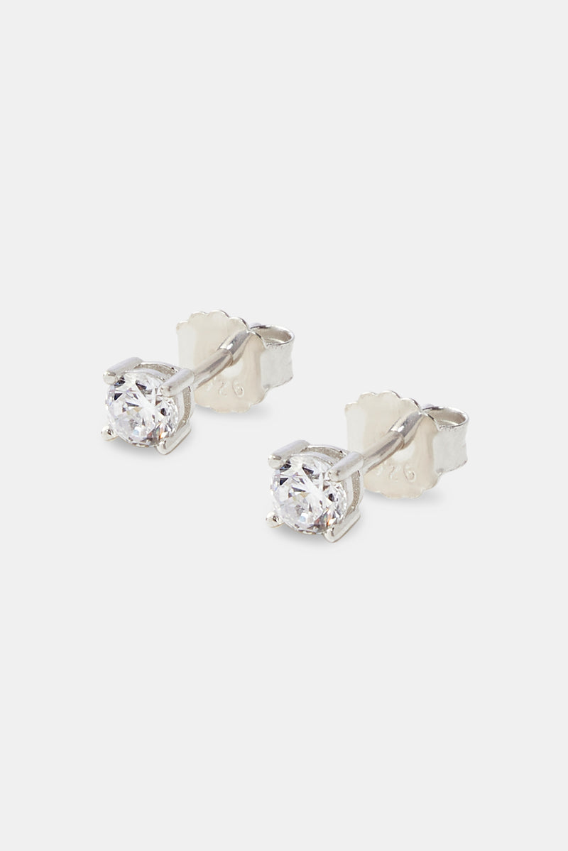 Iced Micro Round Stud Earrings - 4mm