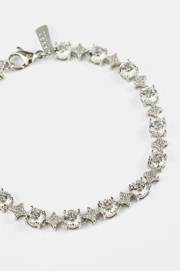 Iced Round & Star Gemstone Tennis Bracelet - 6mm