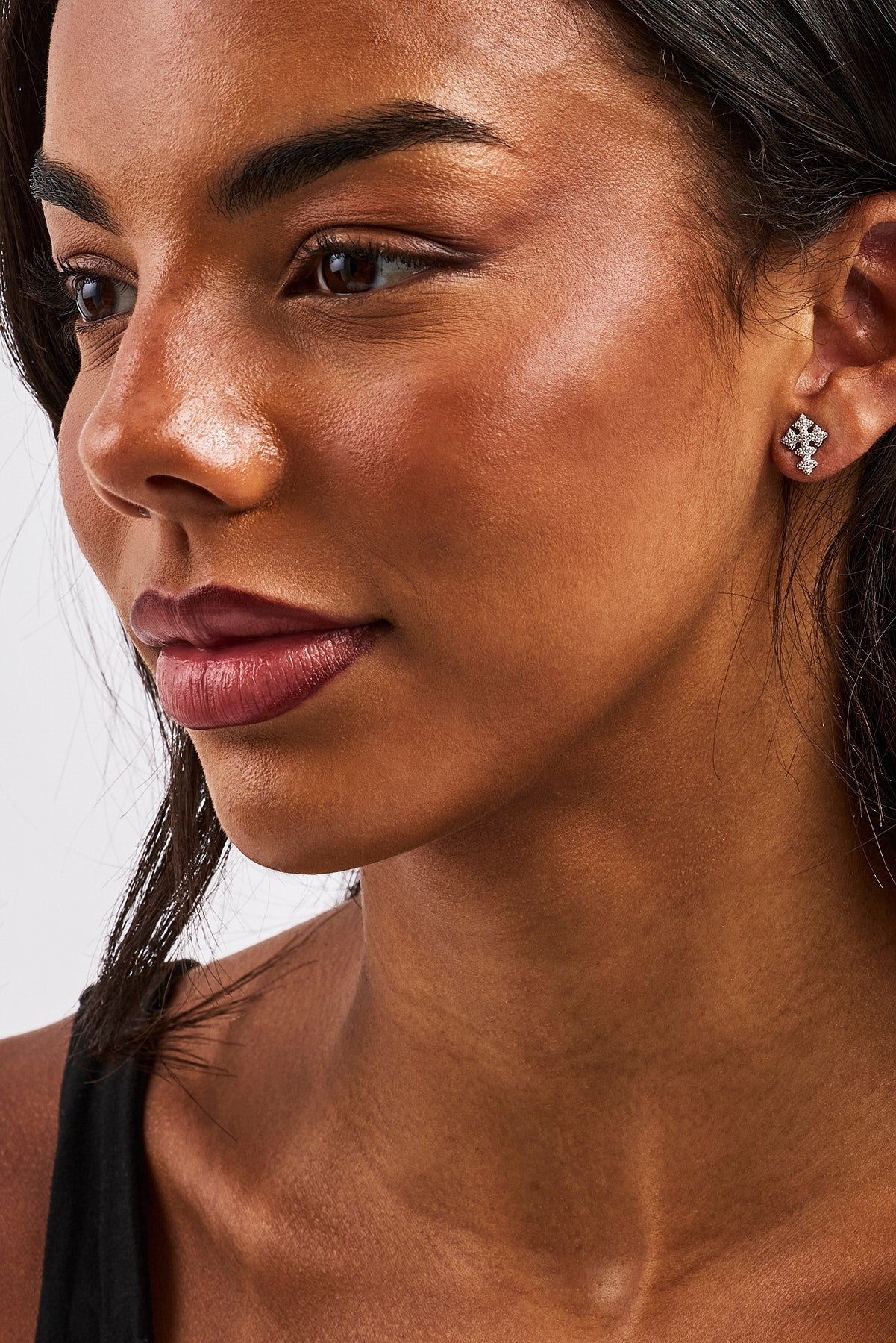 Iced Cross Stud - 10mm - White