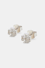 Iced Cross Motif Stud Earrings - 6mm