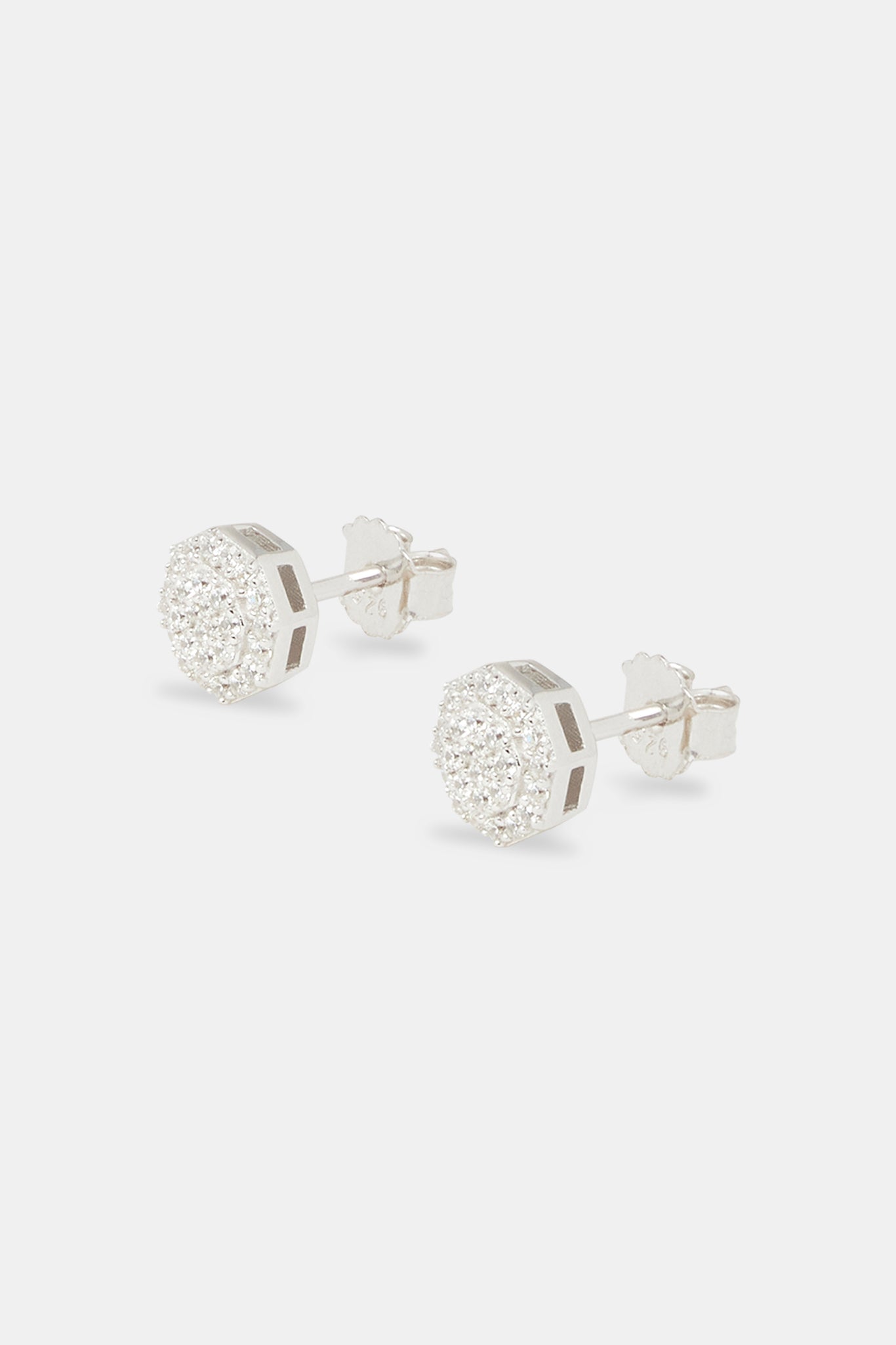 Iced CZ Shape Stud Earrings - 8mm