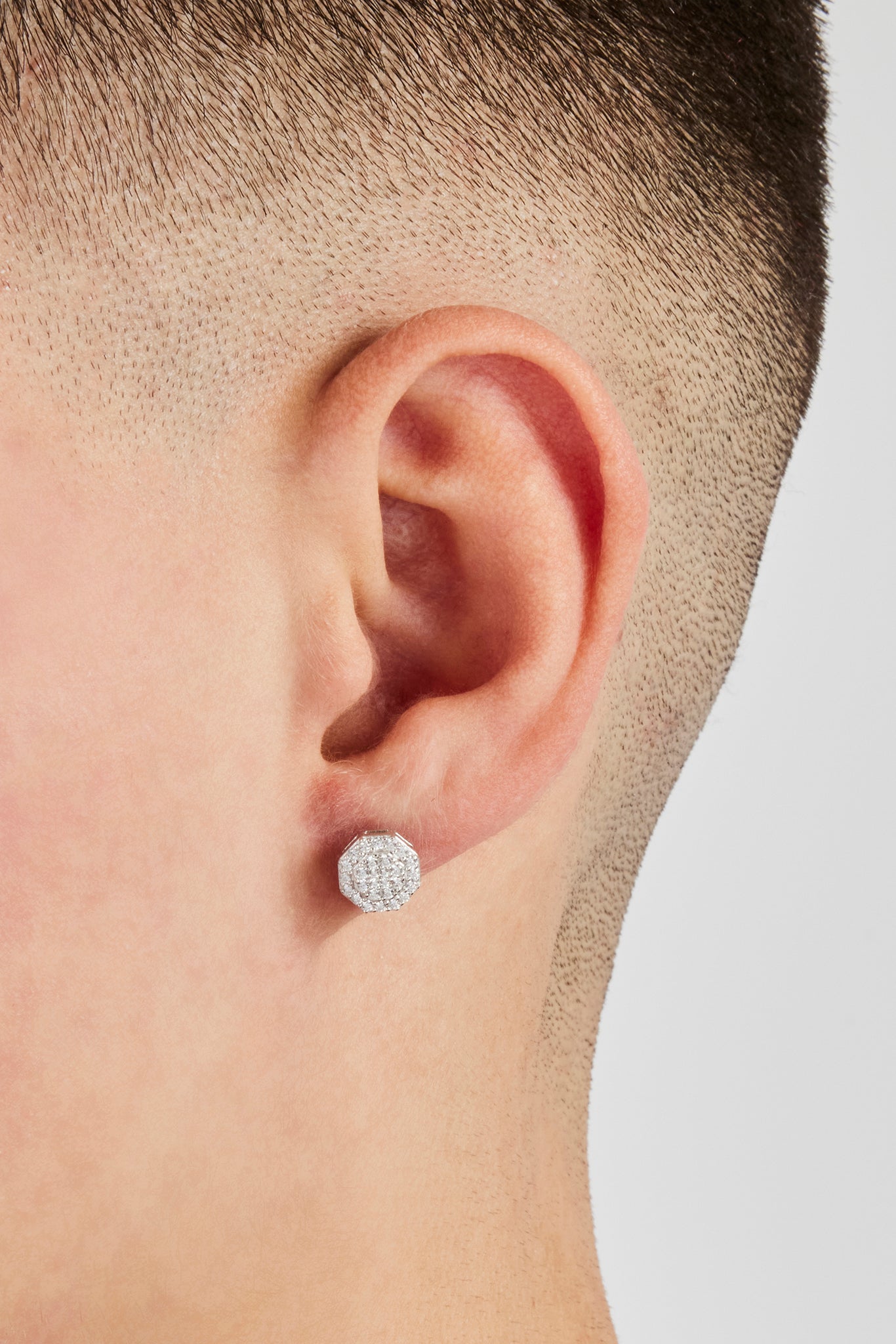 Iced CZ Shape Stud Earrings - 8mm