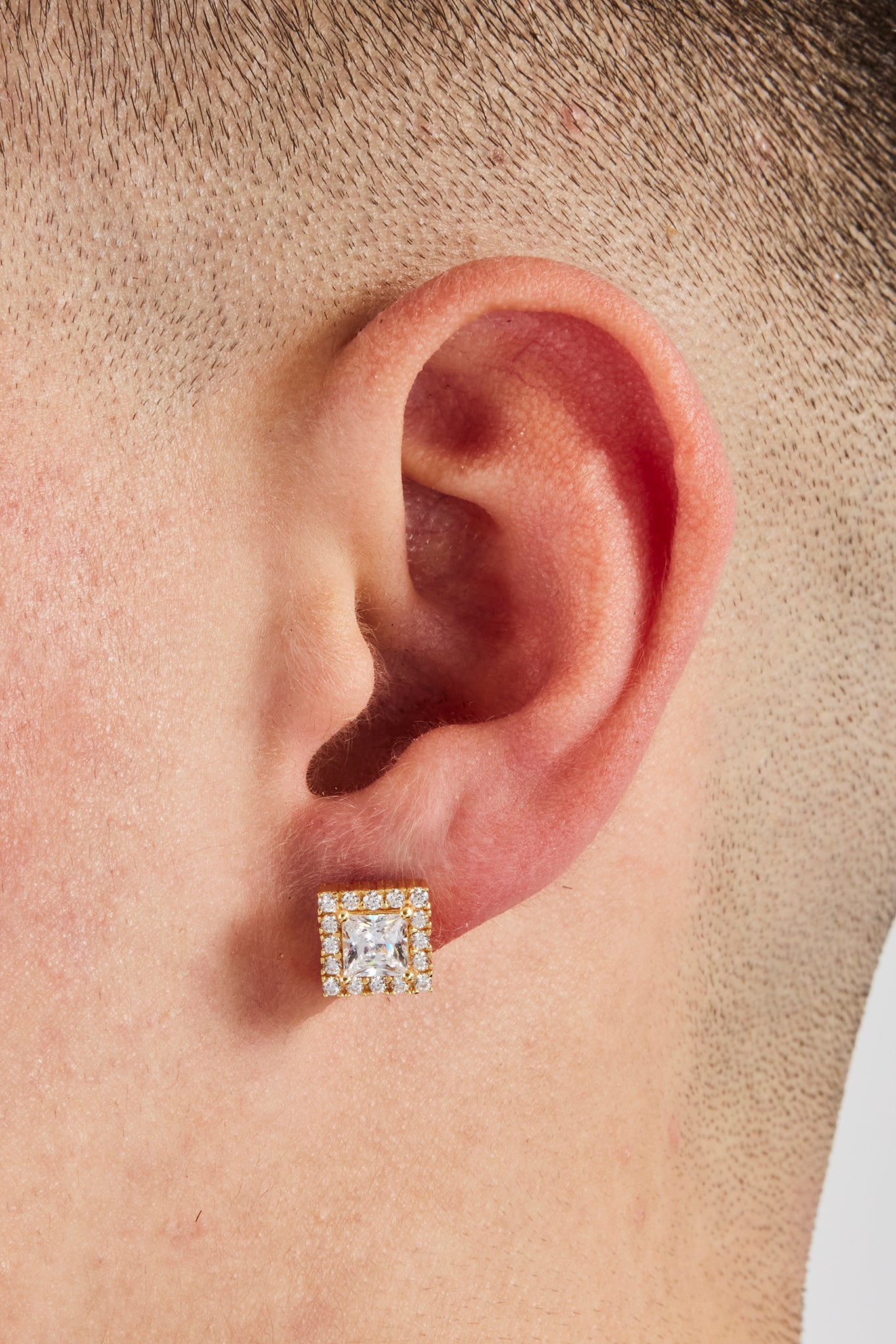 Iced Square Cluster Ohrstecker - Gold - 8mm