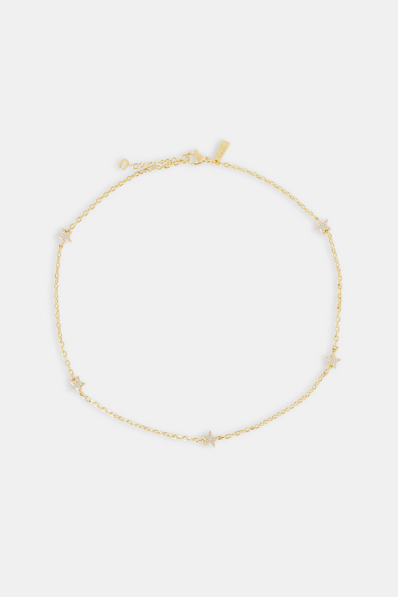Iced Star Thin Link Chain - 2.5mm - Gold