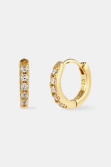 Iced Thin Huggie Earrings Set - 12mm