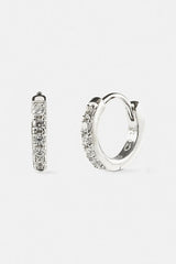 Iced Thin Huggie Earrings Set - 12mm