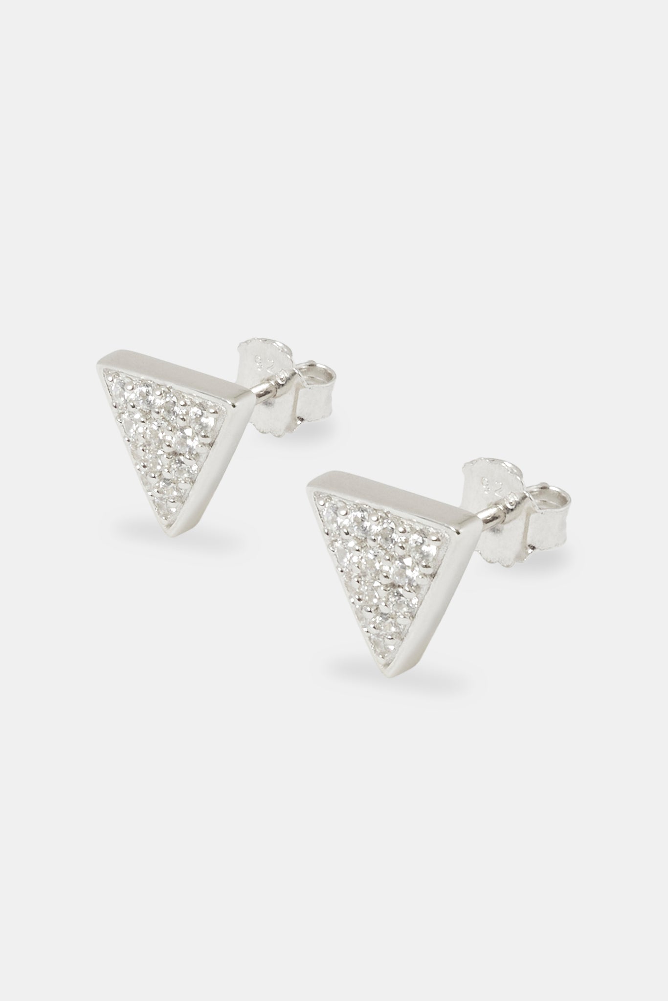 Iced Pave Triangular Stud Earrings - 10mm