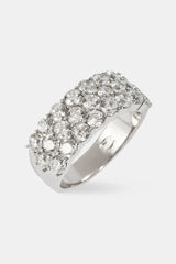 Triple Row CZ Iced Ring - 6mm - White