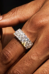 Triple Row CZ Iced Ring - 6mm - White