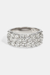Triple Row CZ Iced Ring - 6mm - White