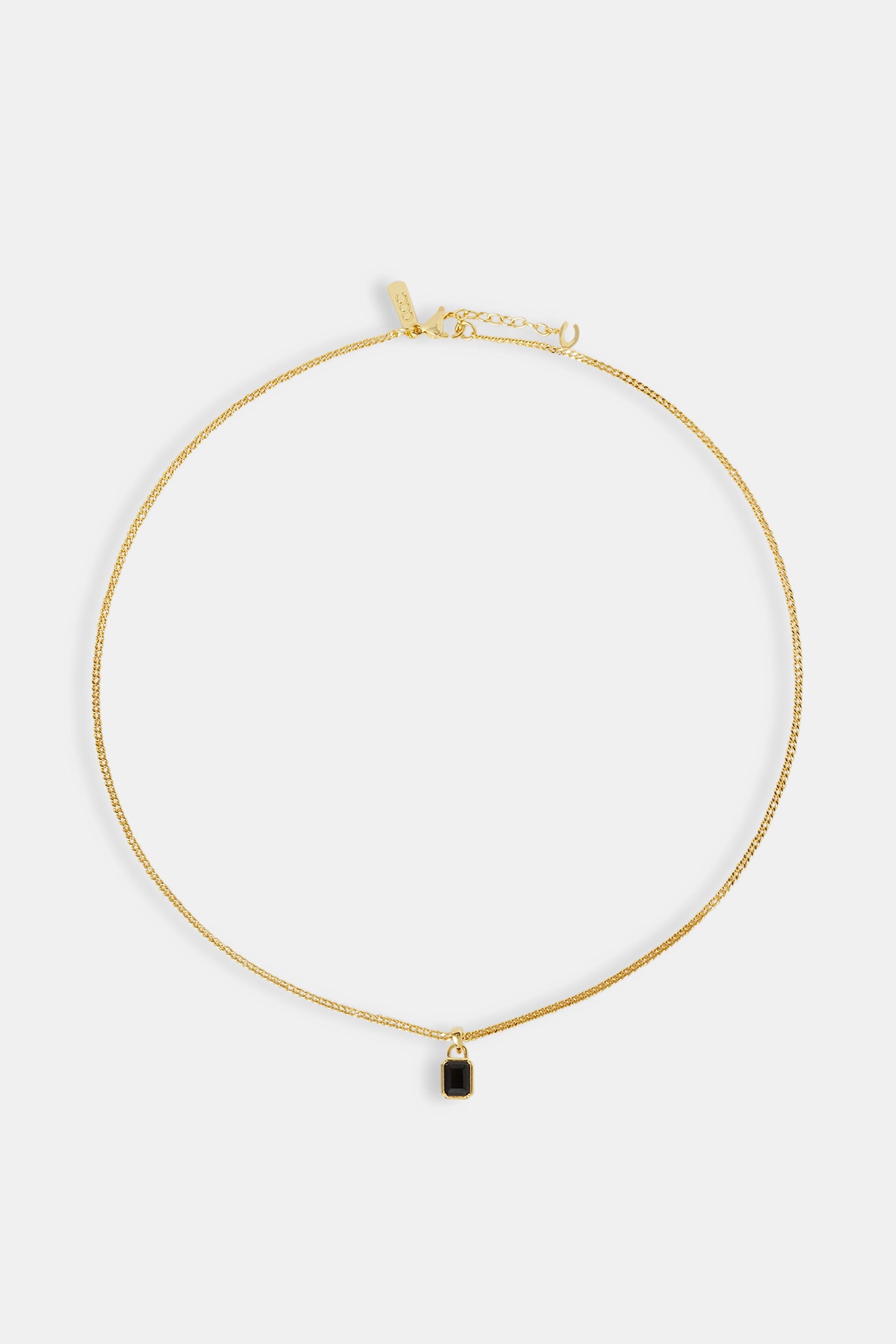 Micro Iced Black Gemstone Necklace - 10mm - Gold