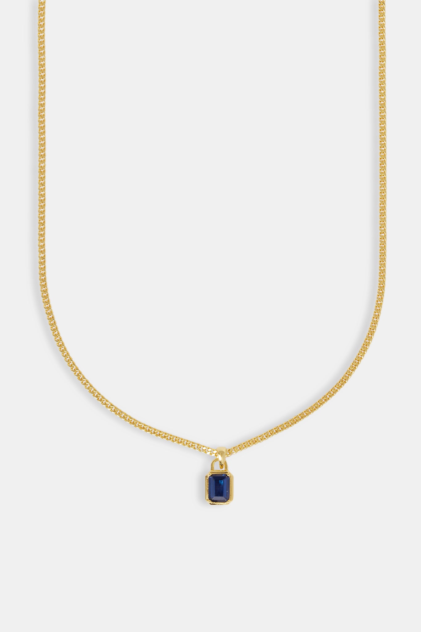 Micro Iced Blue Gemstone Necklace - 10mm - Gold