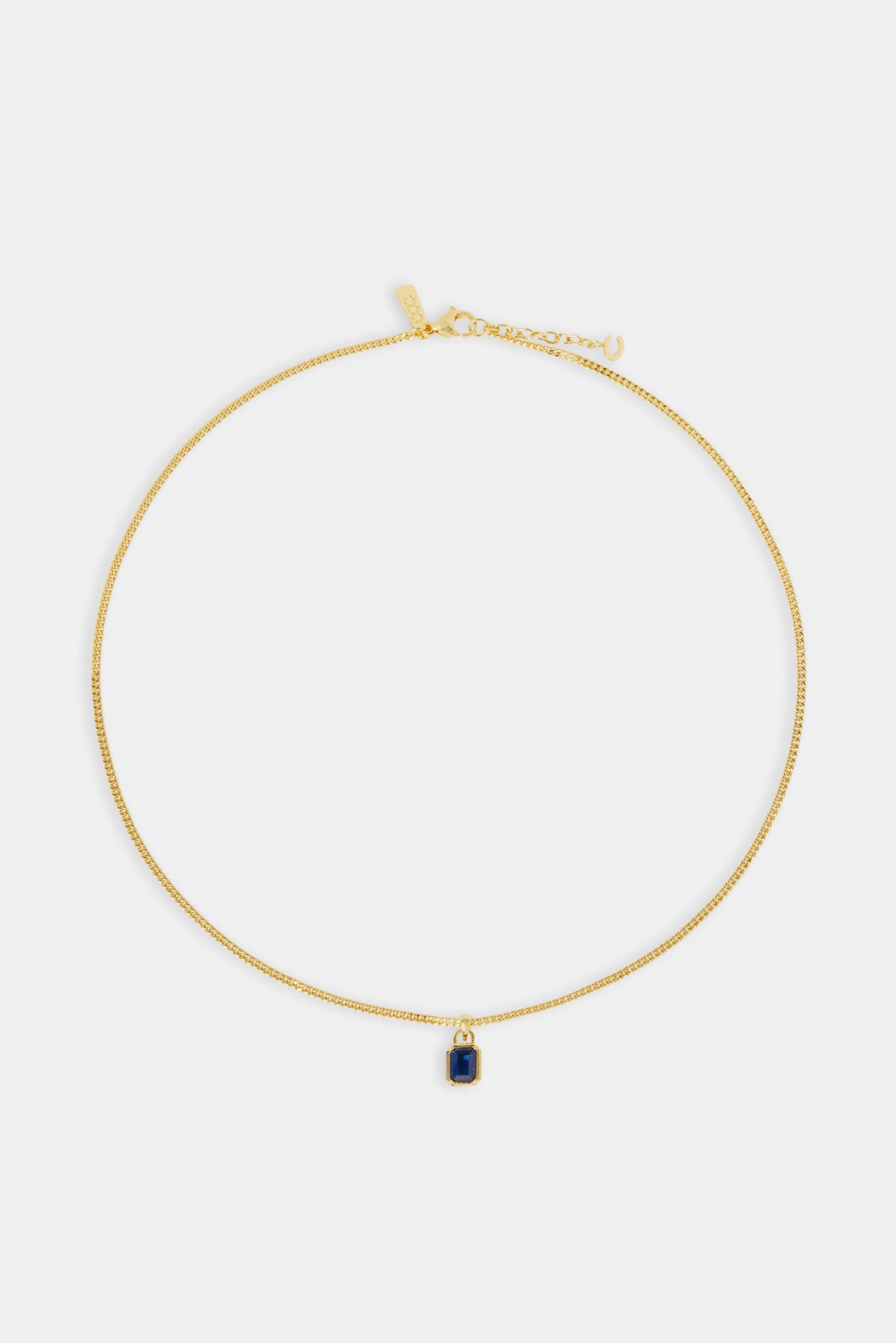 Micro Iced Blue Gemstone Necklace - 10mm - Gold