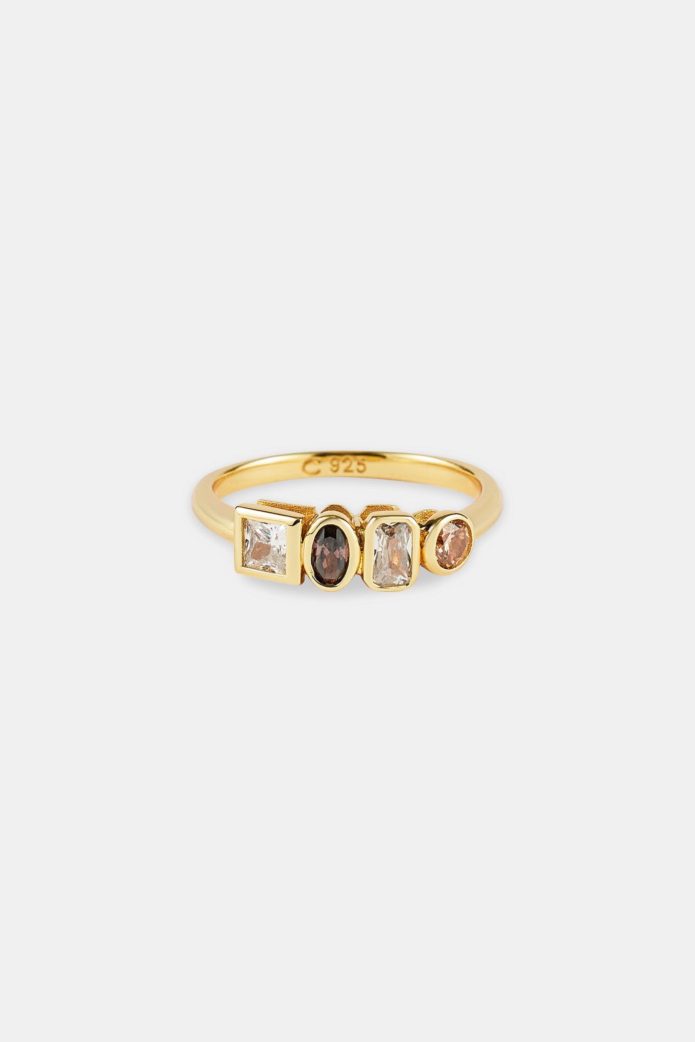 Ring mit gemischten Edelsteinen und poliertem Rand – 6 mm – Gold