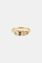 Mixed Gemstone Polished Edge Ring - 6mm - Gold