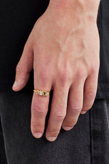 Ring mit gemischten Edelsteinen und poliertem Rand – 6 mm – Gold