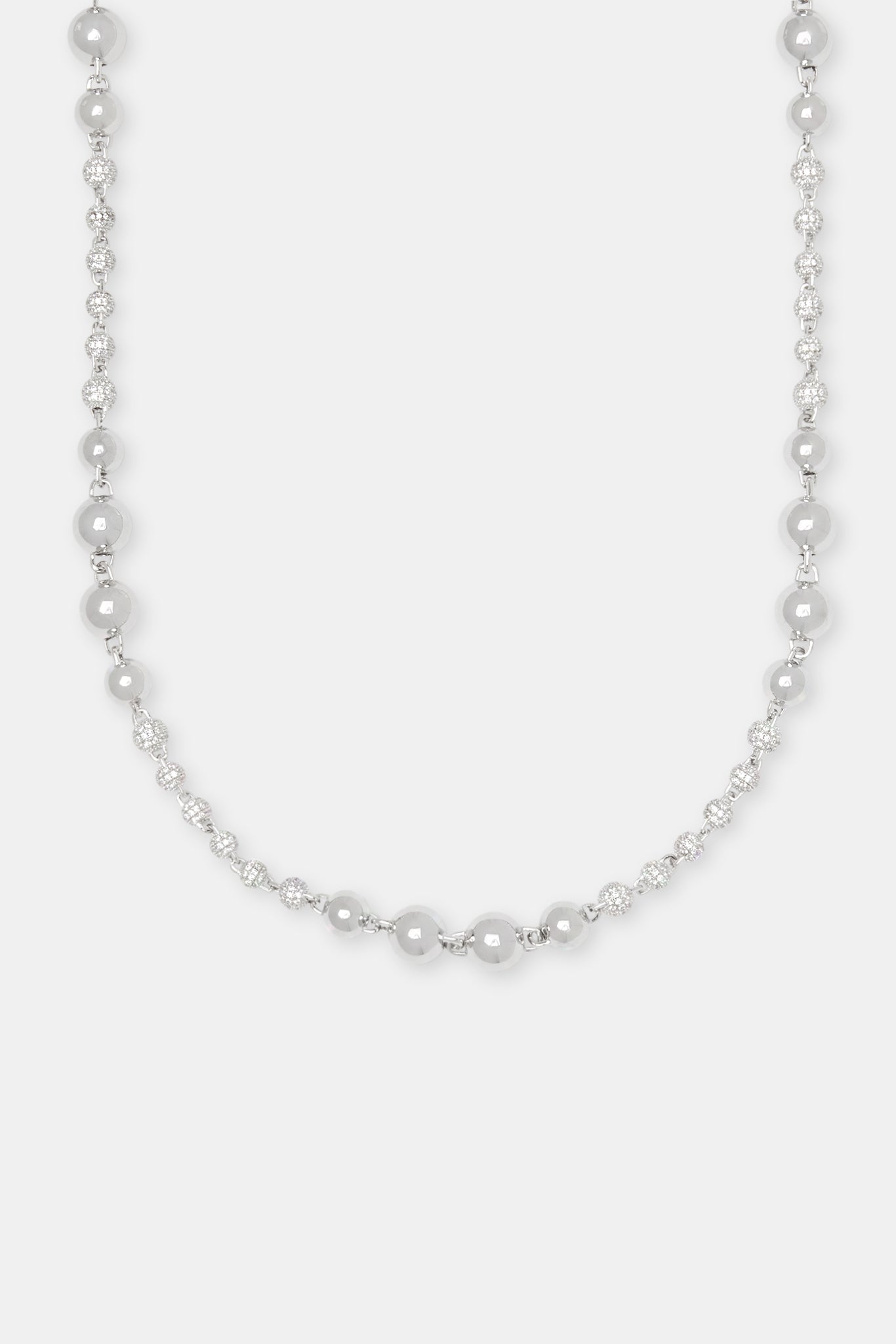 Mixed Size Polished & Ice Ball Chain - 6mm