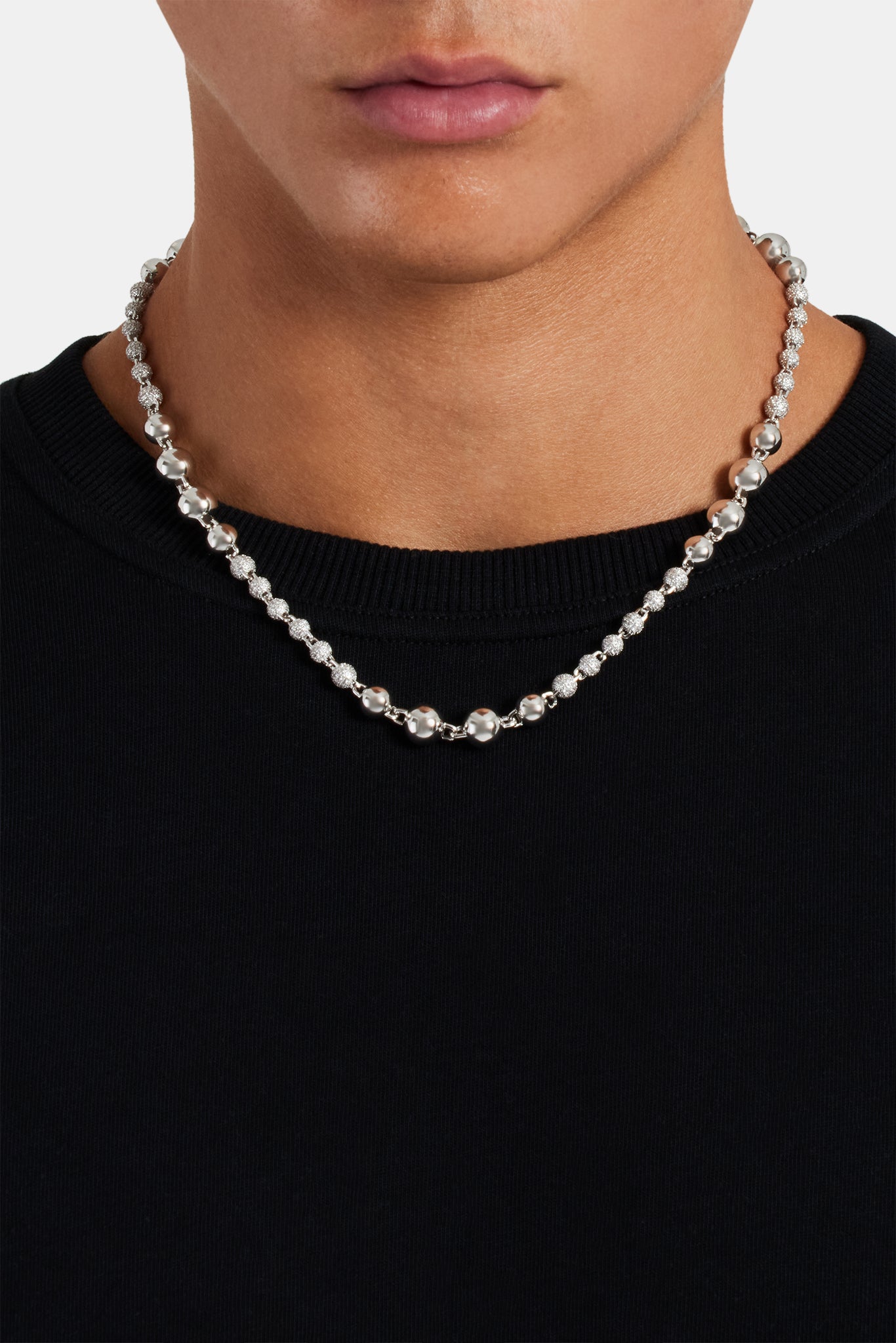 Mixed Size Polished & Ice Ball Chain | Mens Chains | Shop Ball Chains ...
