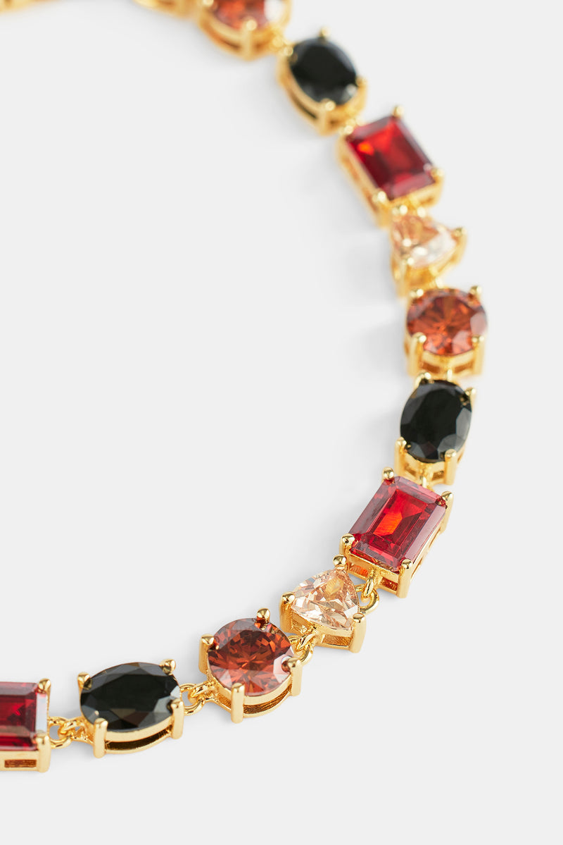 Mixed Shape Chocolate Multi Gemstone Bracelet - 5mm - Gold