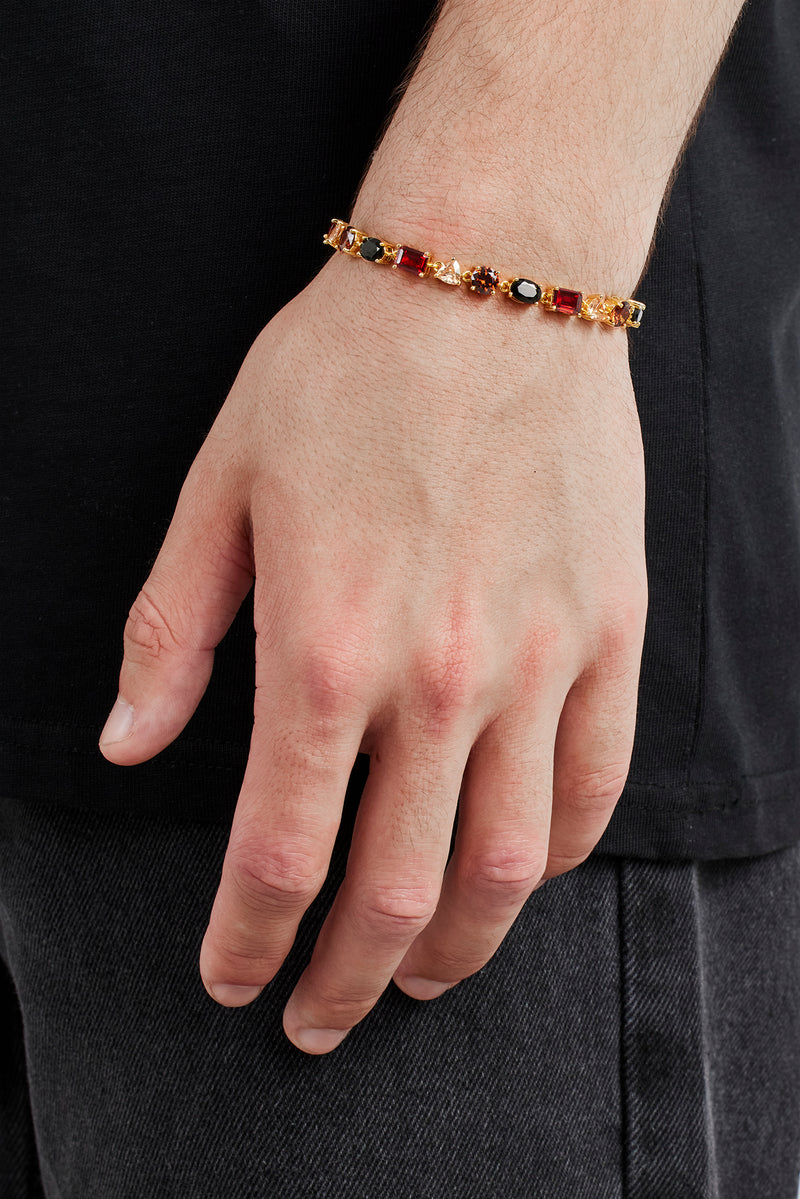 Mixed Shape Chocolate Multi Gemstone Bracelet - 5mm - Gold