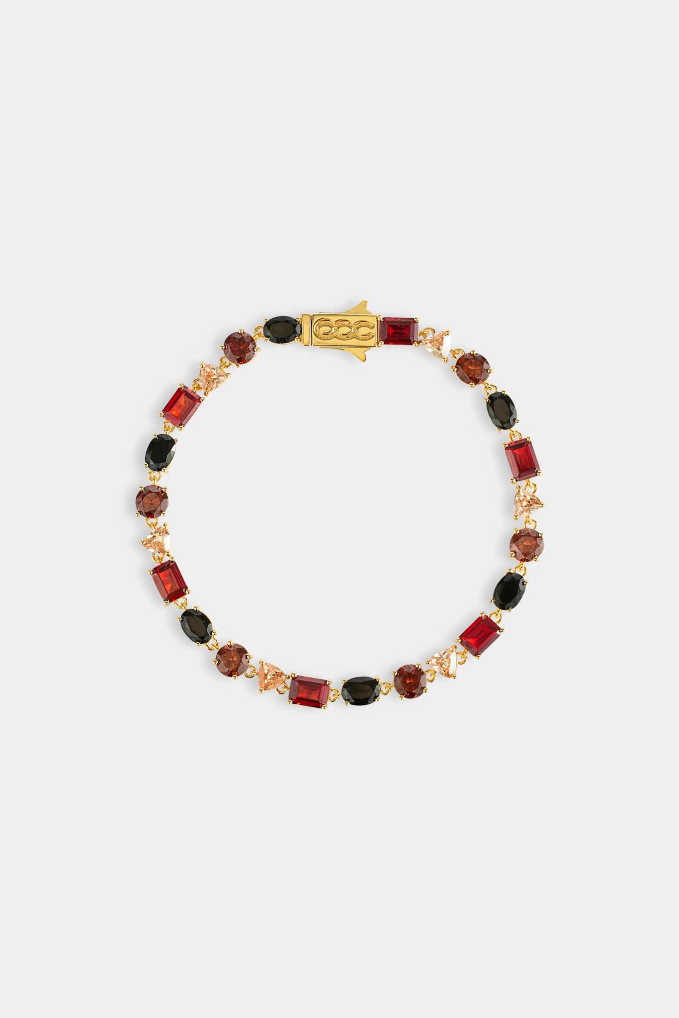 Mixed Shape Chocolate Multi Gemstone Bracelet - 5mm - Gold