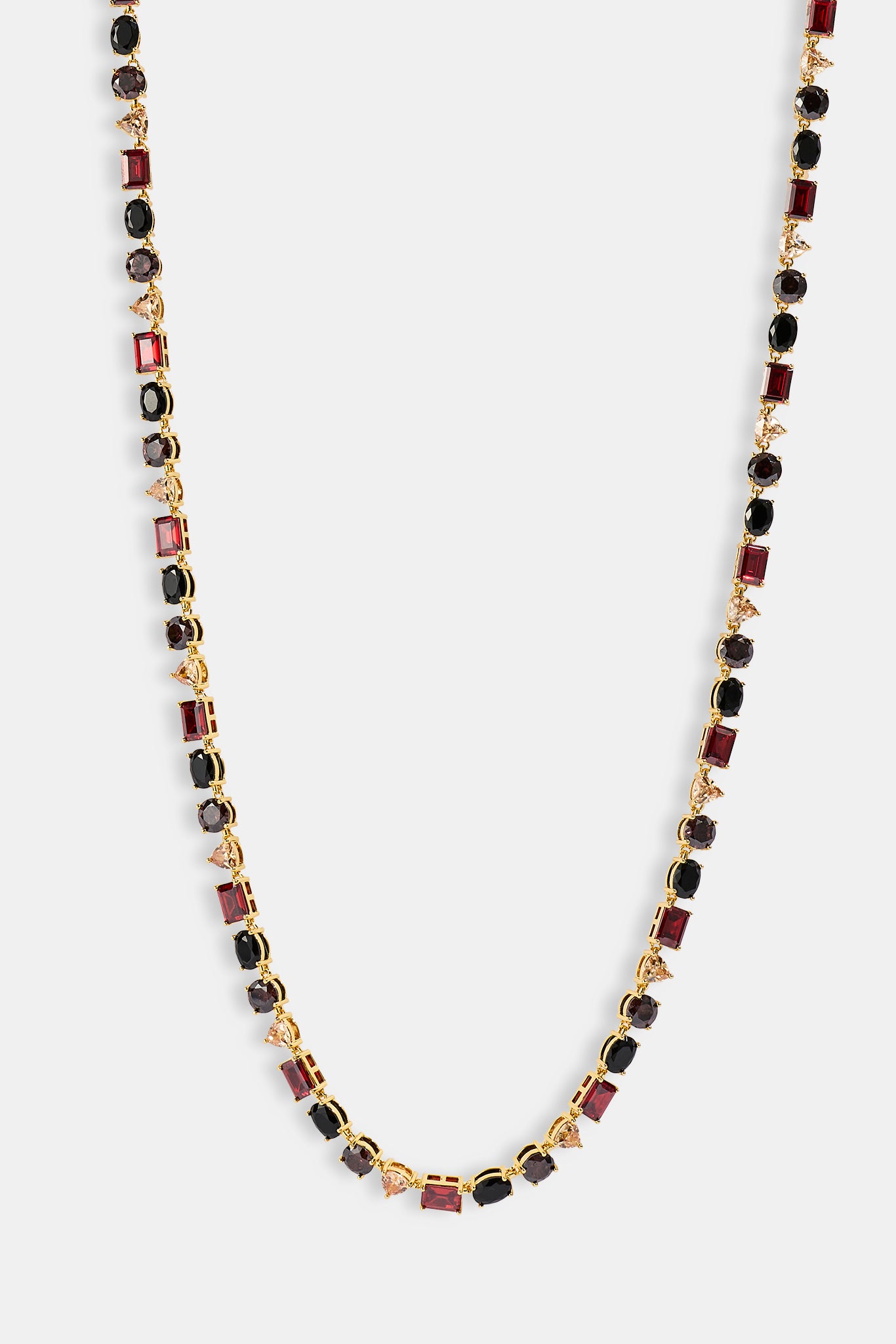 Schokoladenbraune Kette mit mehreren Edelsteinen in verschiedenen Formen – 8 mm – Gold