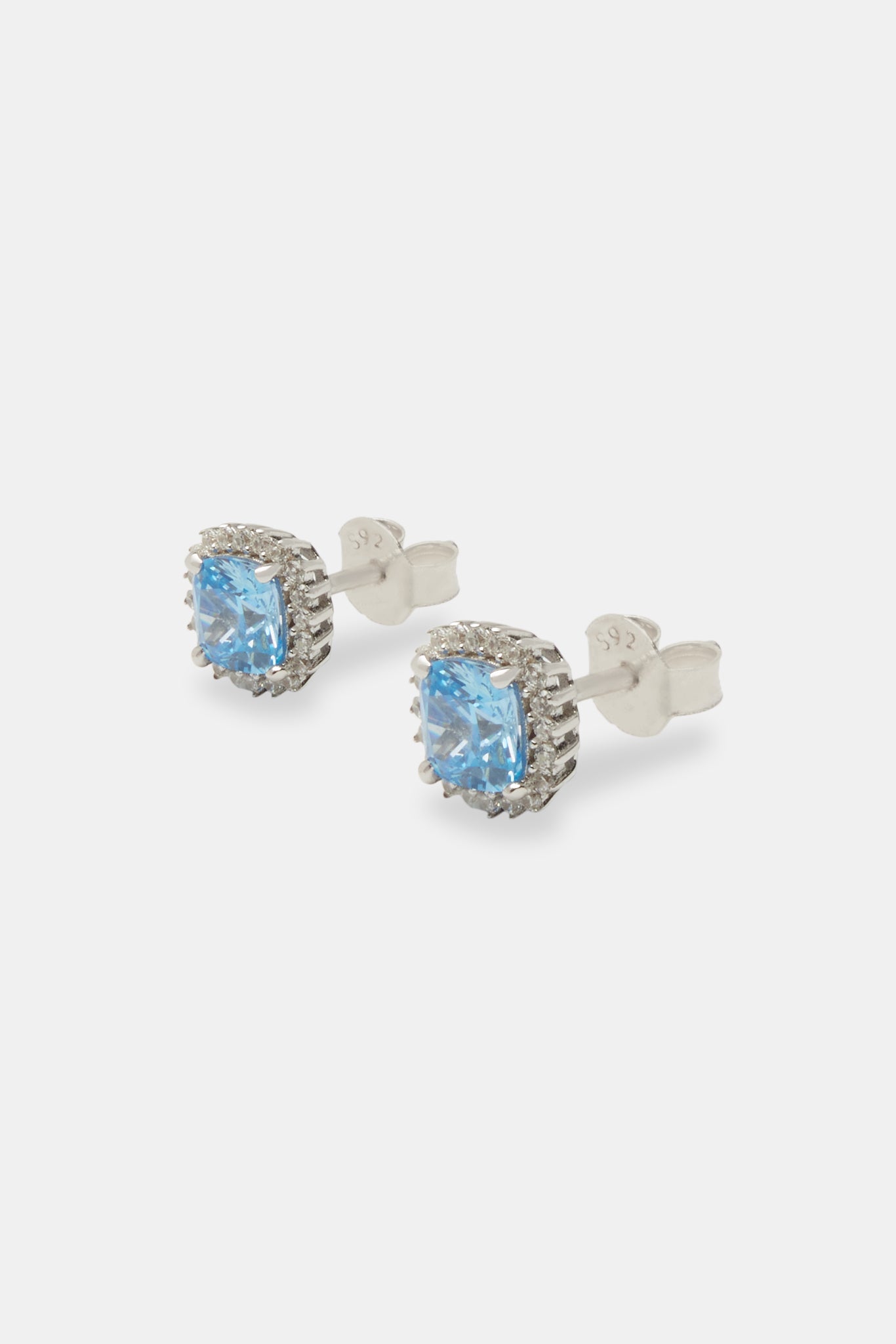 Iced Square Cluster Ohrring - Blau