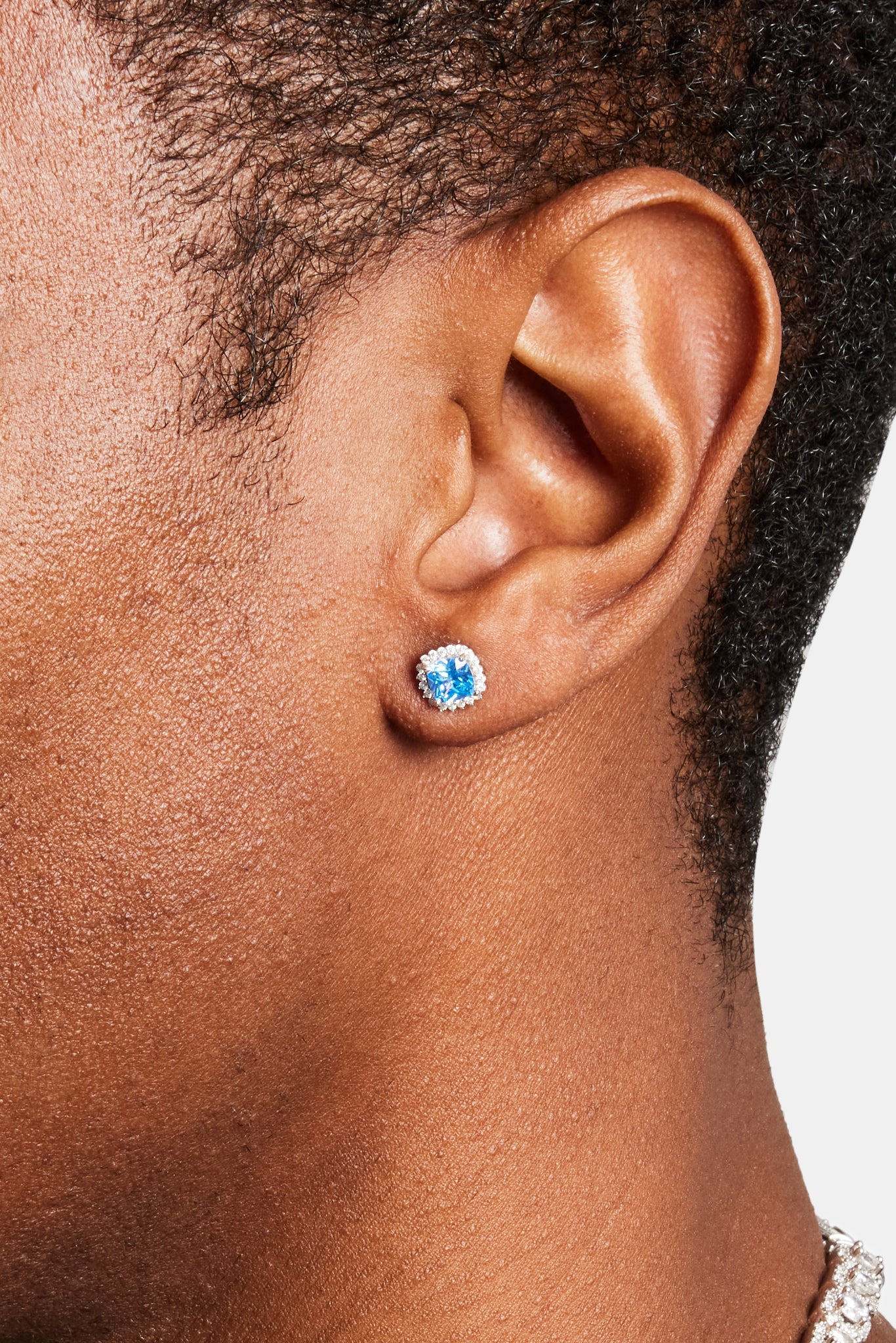 Iced Square Cluster Ohrring - Blau