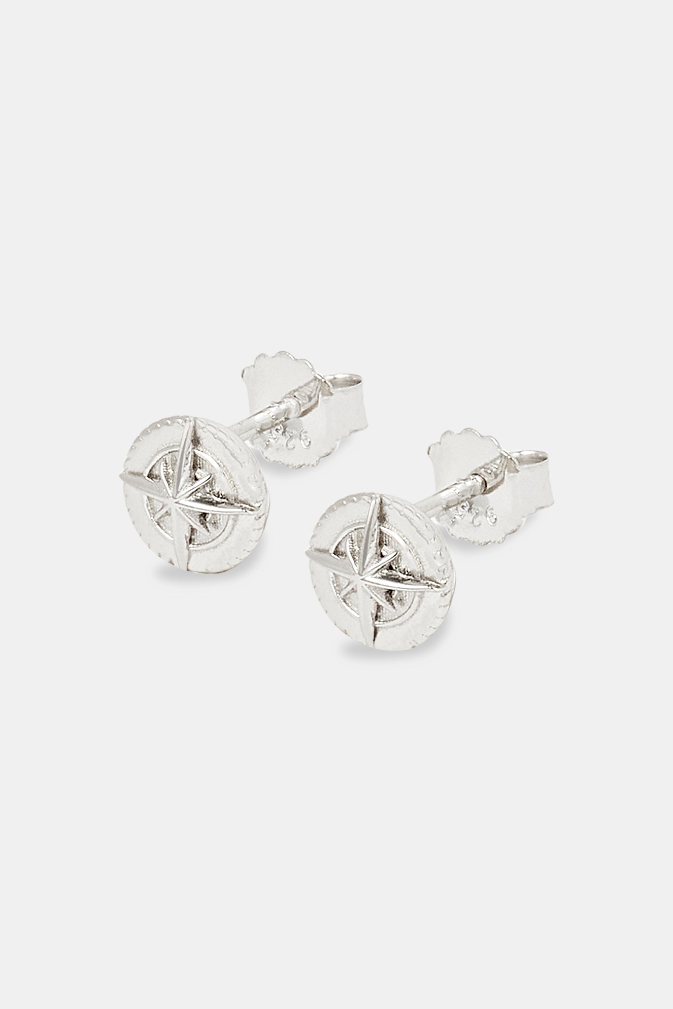 Polished Compass Stud Earrings - 8mm