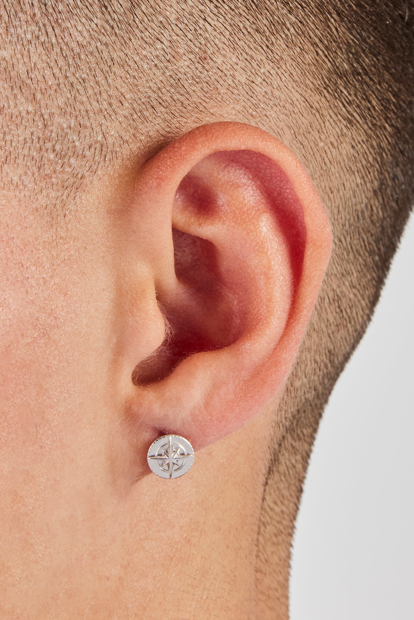 Polished Compass Stud Earrings - 8mm