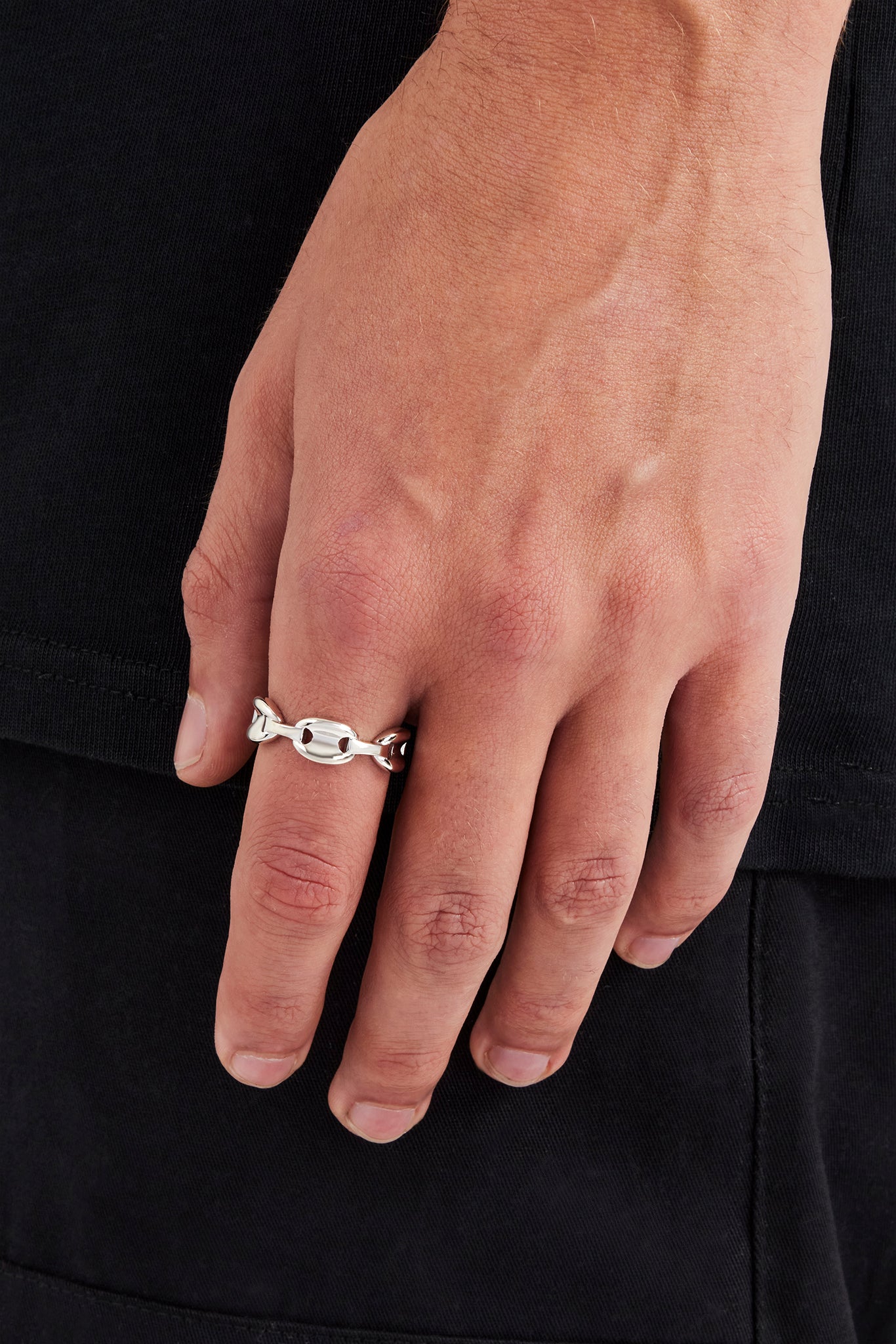 Polierter Kaffeebohnen-Gliederring – 8 mm
