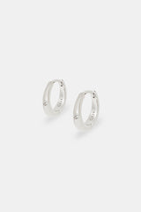 Polished Rounded Cz Hoop Earrings - 15mm - White