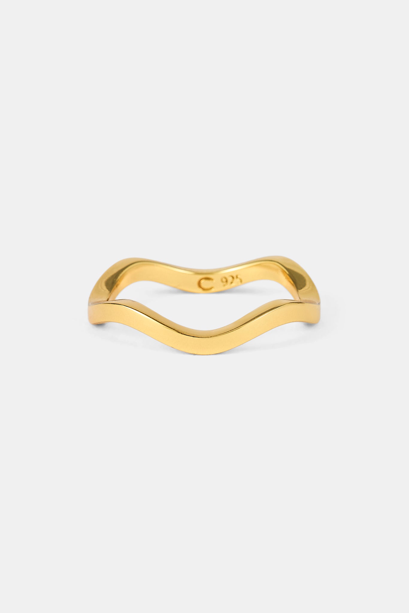 Polierter asymmetrischer Bandring – 2 mm – Gold